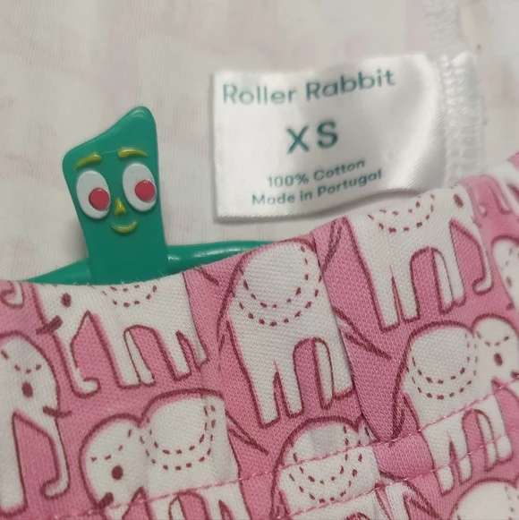 Roller Rabbit Pink Elephant Print Pajama PJ Pants, Size XS - Picture 3 of 6